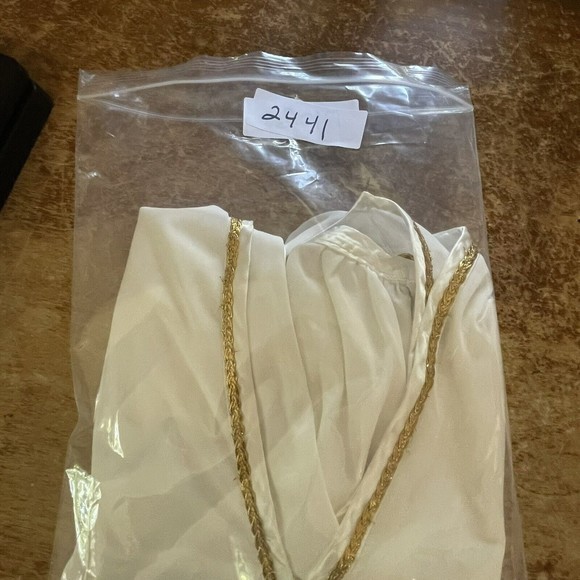 Vintage White Nylon Nightgown Gold Trim Full Length Sz L Sleeveless‎ Women’s - Picture 10 of 10